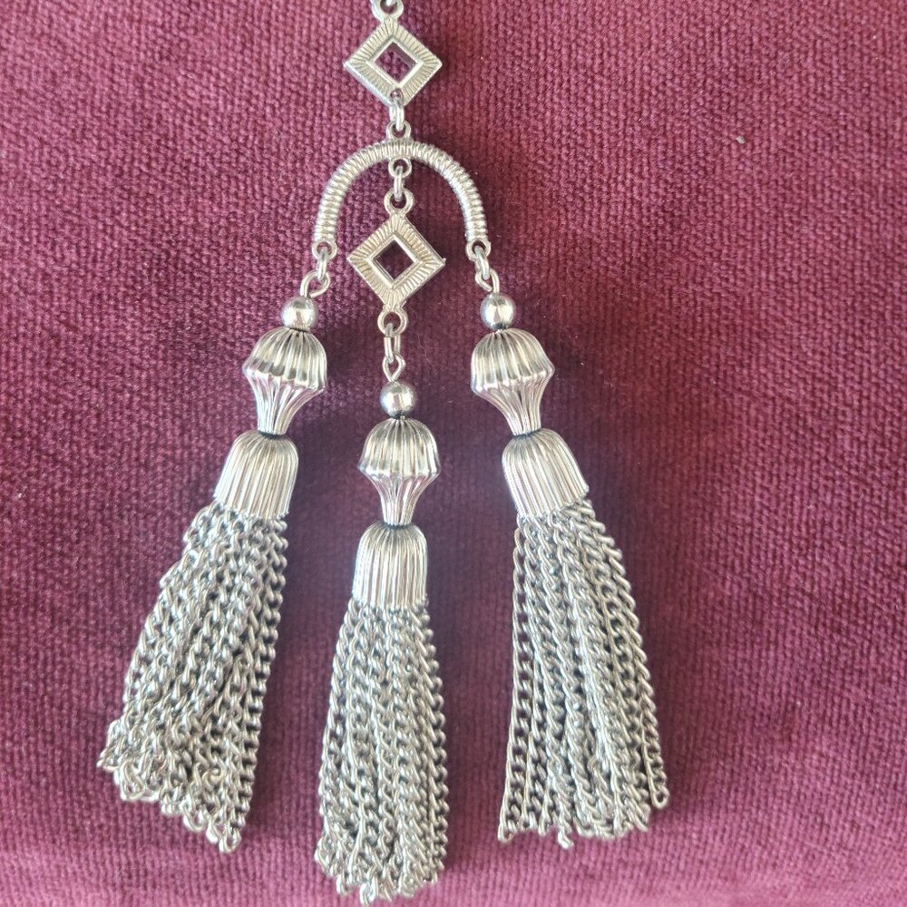VINTAGE 60s CROWN TRIFARI FUNKY FRINGE TASSLE STATEMENT NECKLACE
